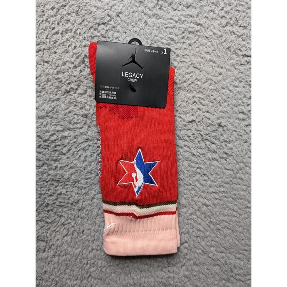 Air Jordan Nike Quick Elite Dri-Fit Crew Socks Mens Large 9-11 Red NBA Logo - Picture 2 of 5